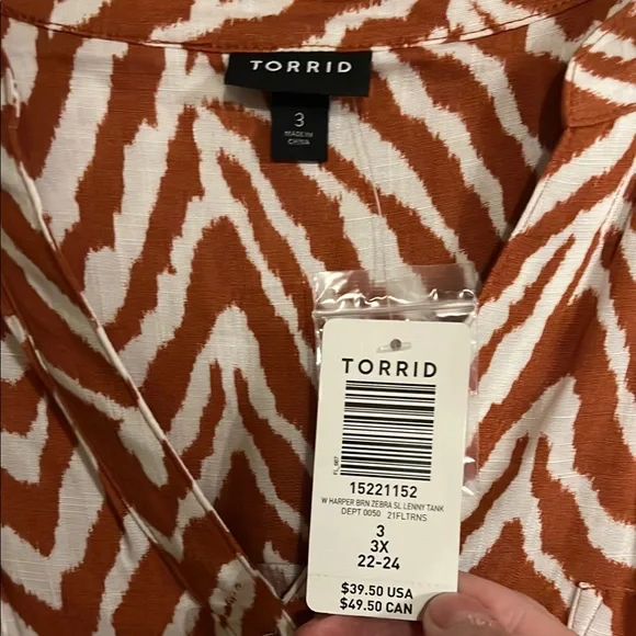 Torrid Brown and White Sleeveless Graphic Top - Picture 3 of 9
